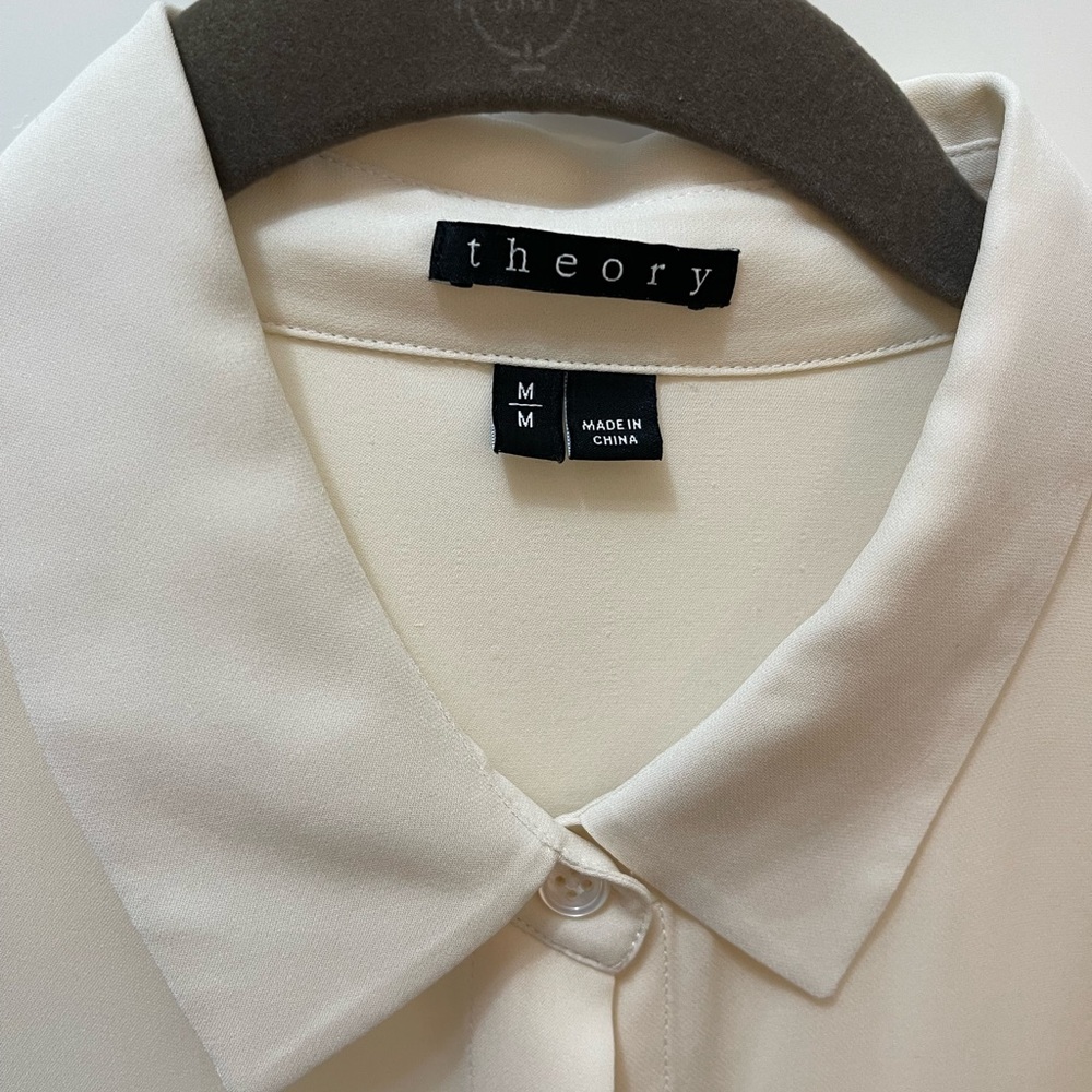 Theory cream/bone colored blouse